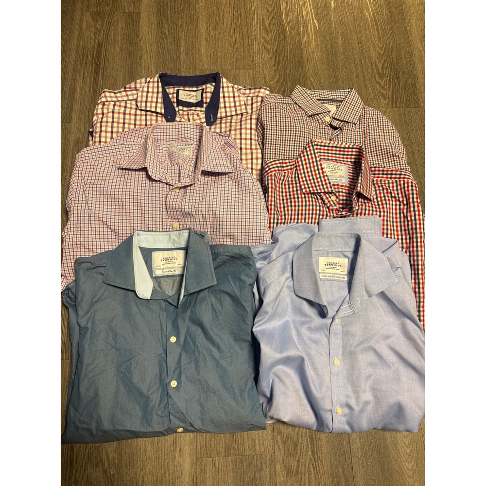 Lot of 6 Charles Tyrwhitt Mens Dress Shirts 16.5 35 36 Slim Extra Slim Fit